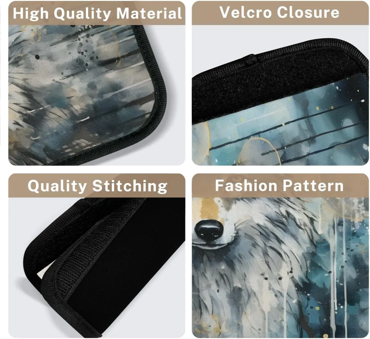 2Pcs Luggage Handle Wrap for Suitcase, Wolf Wildlife Luggage Identifiers Travel Bag Wraps Suitcase Handle Protection Sleeve Cover
