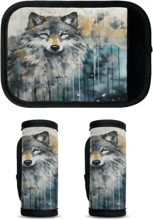 2Pcs Luggage Handle Wrap for Suitcase, Wolf Wildlife Luggage Identifiers Travel Bag Wraps Suitcase Handle Protection Sleeve Cover