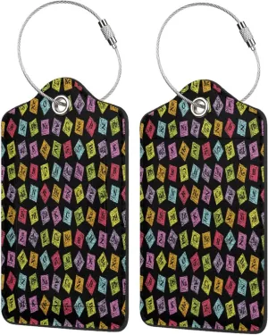 2pcs Luggage Id Tags with Stainless Steel Loop Chemistry-Turvy-Periodic-Funny Travel Bag and Suitcase Labels