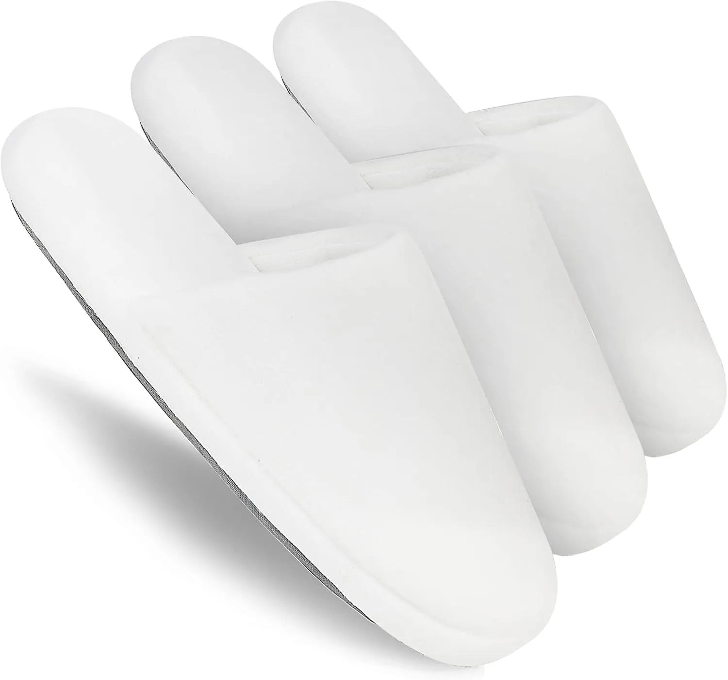 3-Pair Luxury Spa Slippers - Cotton Memory Foam Non-slip Closed Toe Washable Slippers for Hotel,Guest,Travel,Bride,Women and Men
