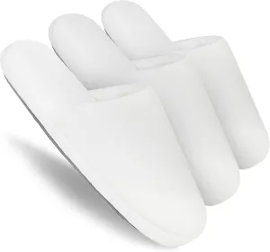 3-Pair Luxury Spa Slippers - Cotton Memory Foam Non-slip Closed Toe Washable Slippers for Hotel,Guest,Travel,Bride,Women and Men