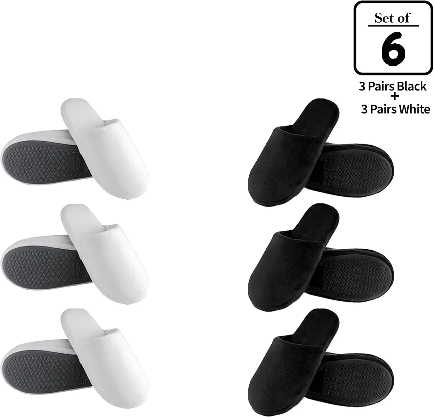 3-Pair Luxury Spa Slippers - Cotton Memory Foam Non-slip Closed Toe Washable Slippers for Hotel,Guest,Travel,Bride,Women and Men
