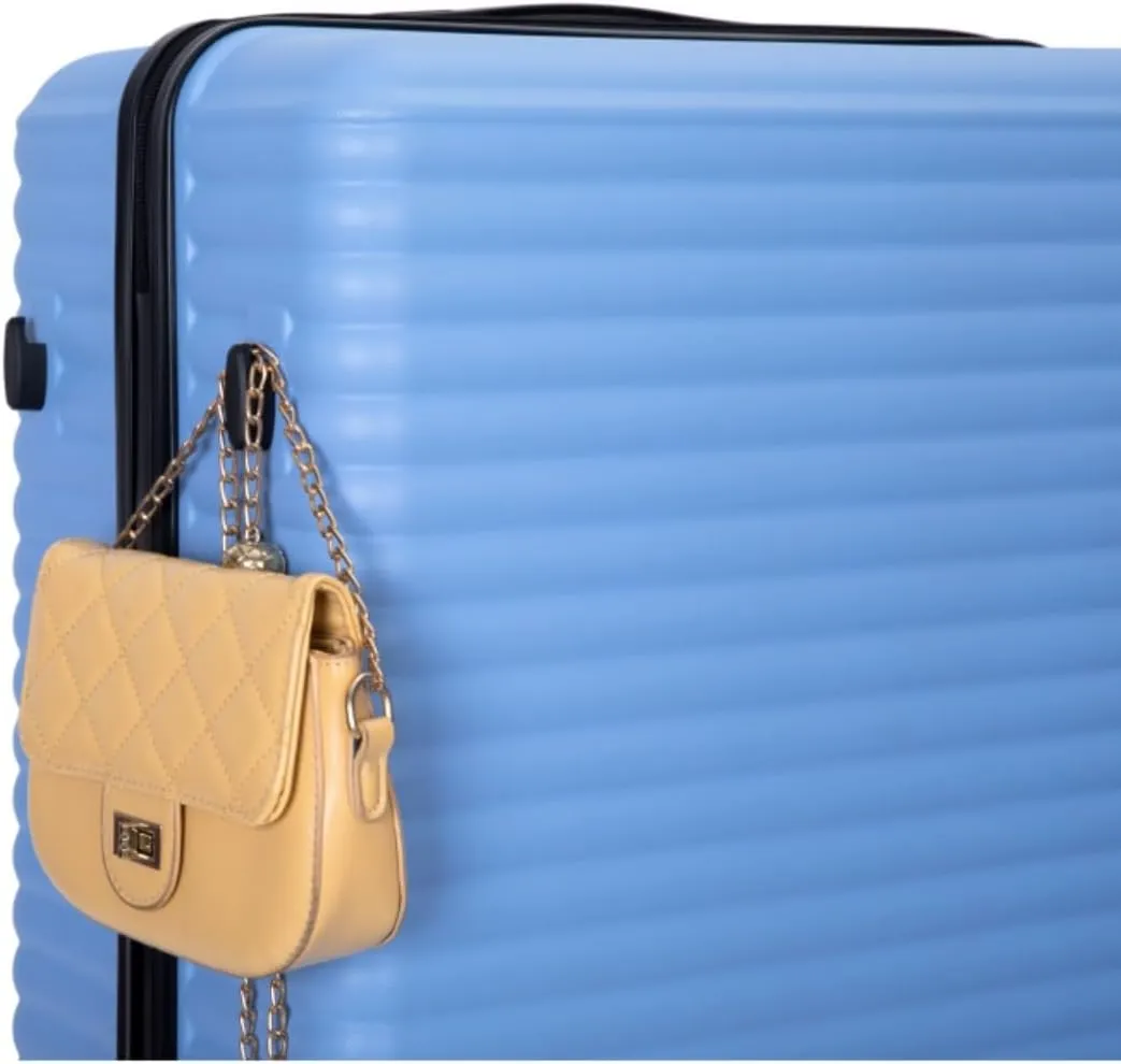 3-Piece ABS Luggage Set (20"/24"/28") - Lightweight Hardshell Suitcases with Lock, 360° Spinner Wheels & 2 Utility Hooks - Carry-On & Checked Luggage (Light Blue   ABS)