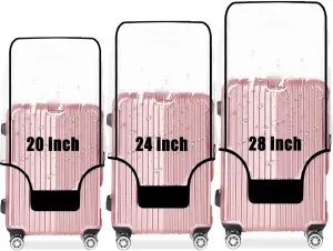 3 Piece Clear PVC Luggage Cover Set, 0.2mm Thick Lightweight Waterproof, Dustproof, Anti-Scratch Suitcase Cover Set, Luggage Covers for Suitcase TSA Approved, Fits 19"-29" Wheeled Luggage