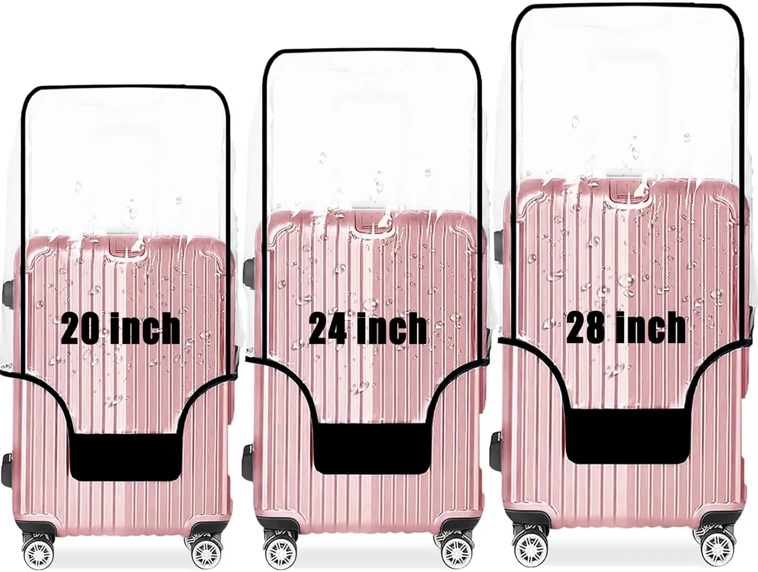 3 Piece Clear PVC Luggage Cover Set, 0.2mm Thick Lightweight Waterproof, Dustproof, Anti-Scratch Suitcase Cover Set, Luggage Covers for Suitcase TSA Approved, Fits 19"-29" Wheeled Luggage