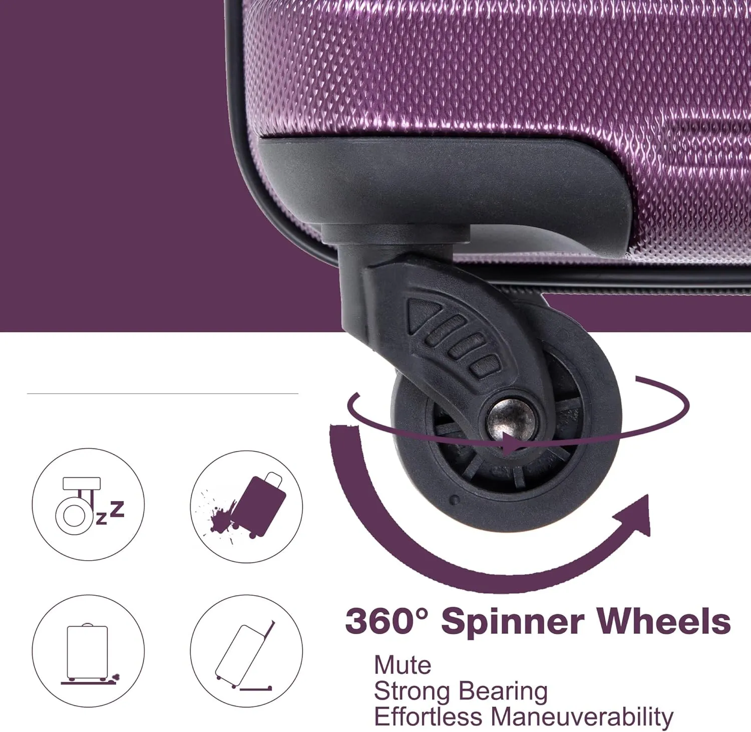 3 Piece Expandable Suitcase Luggage Sets PC Durable Lightweight Travel Suitcase Set with Spinner Wheels, 2 Hooks, TSA Lock (21in/25in/29in) Dark Purple One Size