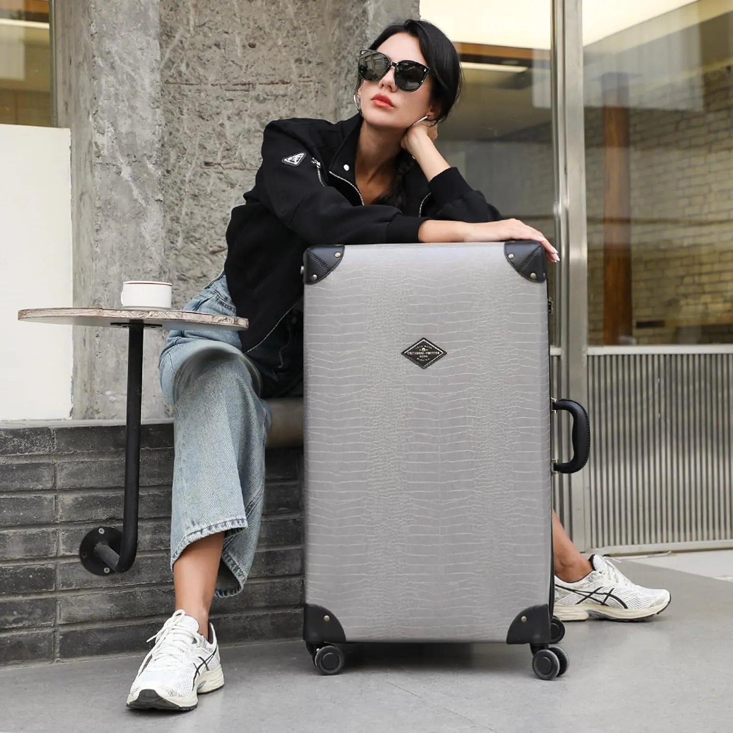 3 Piece Large Capacity Hardside Suitcase Set with TSA Lock,Luxury Vintage Style Maletas De Viaje, for Men And Women Carry On Luggage Set, Grey