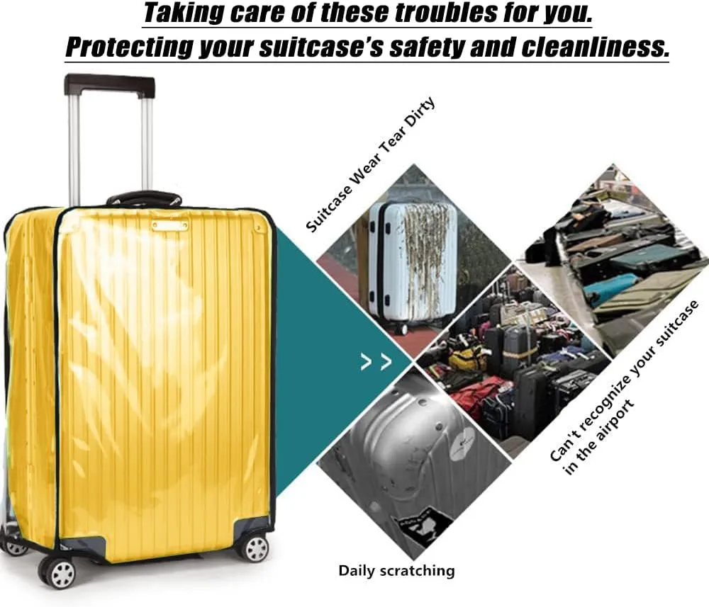 30 Inch Clear PVC Luggage Cover, 0.2mm Thick Lightweight Waterproof, Dustproof, Anti-Scratch Suitcase Cover, Luggage Covers for Suitcase TSA Approved, Fits 30"-31" Wheeled Luggage