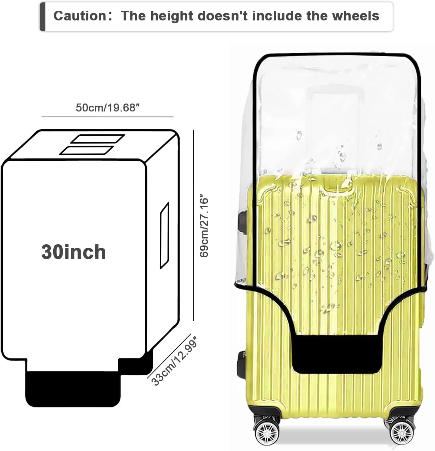 30 Inch Clear PVC Luggage Cover, 0.2mm Thick Lightweight Waterproof, Dustproof, Anti-Scratch Suitcase Cover, Luggage Covers for Suitcase TSA Approved, Fits 30"-31" Wheeled Luggage