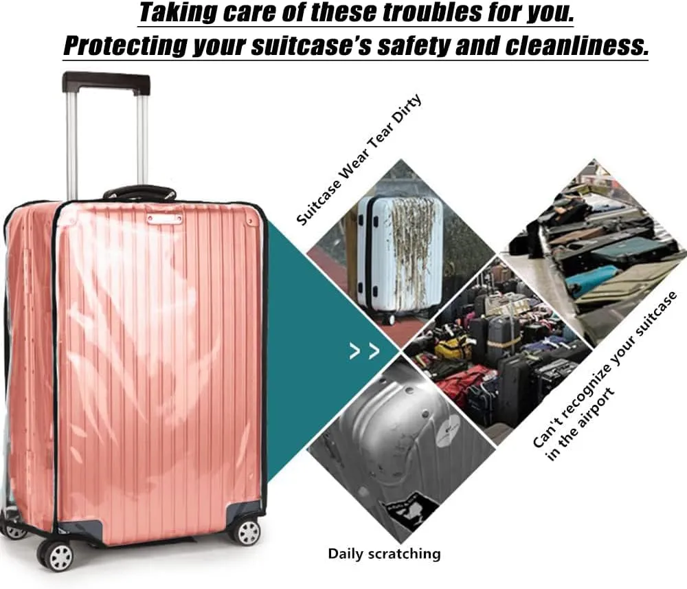 30 Inch Clear PVC Luggage Cover, 0.2mm Thick Lightweight Waterproof, Dustproof, Anti-Scratch Suitcase Cover, Luggage Covers for Suitcase TSA Approved, Fits 30"-31" Wheeled Luggage