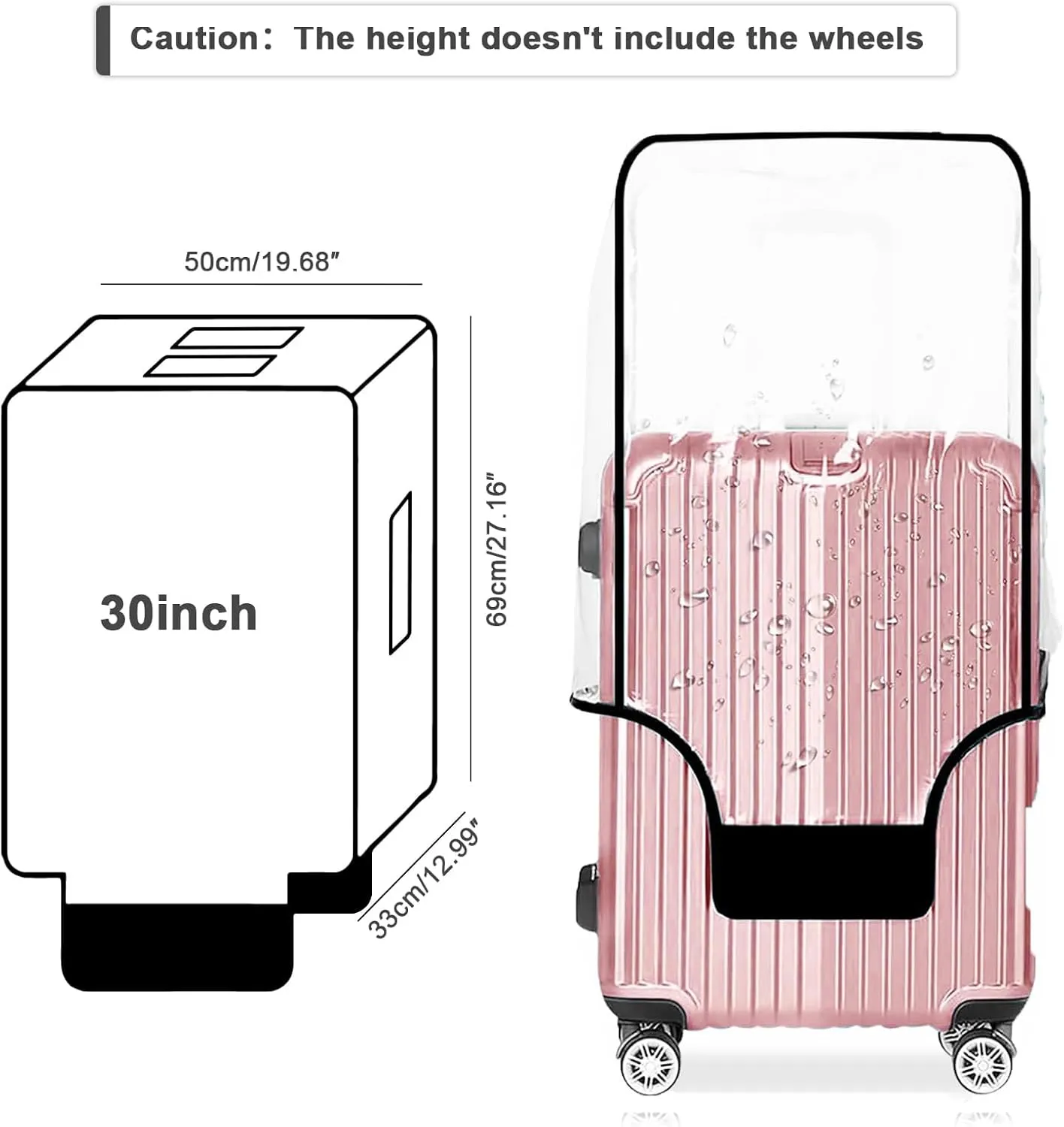 30 Inch Clear PVC Luggage Cover, 0.2mm Thick Lightweight Waterproof, Dustproof, Anti-Scratch Suitcase Cover, Luggage Covers for Suitcase TSA Approved, Fits 30"-31" Wheeled Luggage