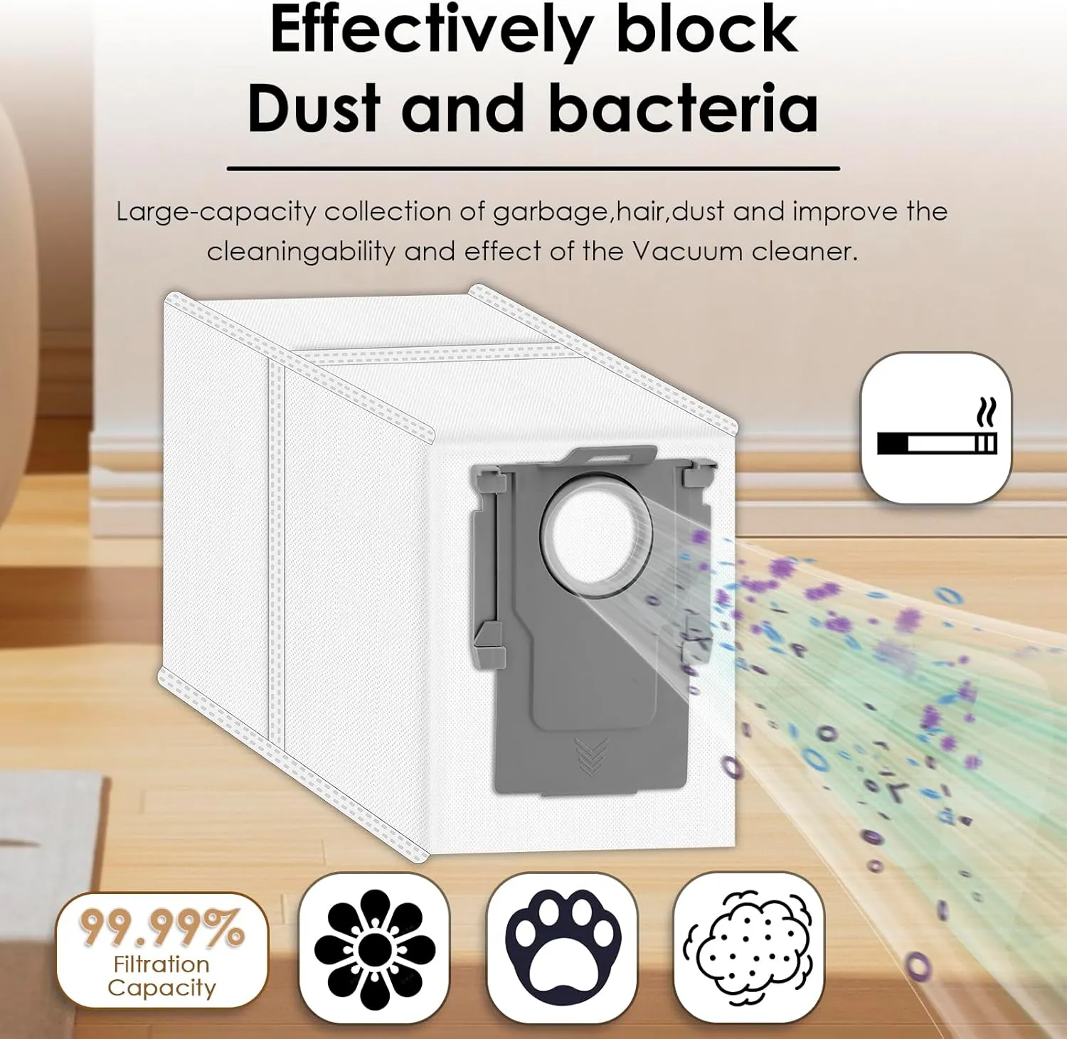 (30 Pack) QRevo S Replacement Parts Compatible with Roborock Qrevo S, Qrevo Pro, Qrevo MaxV, QRevo Plus Robot Vacuum, 2 Roller Brushes, 8 White Side Brushes, 8 Dust Bags, 8 HEPA Filters, 4 Mop Pads