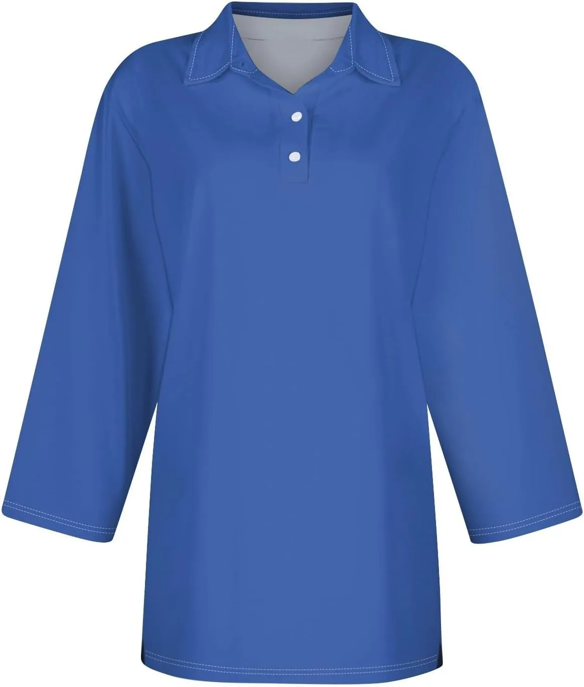3/4 Sleeve Work Polo Shirts for Women 2024 Fall V-Neck Button-Down Pullover Top Casual Slim Fit Athletic Golf T Shirt