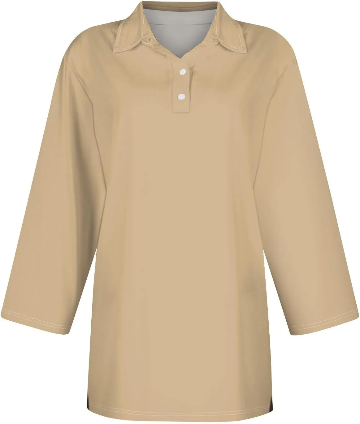 3/4 Sleeve Work Polo Shirts for Women 2024 Fall V-Neck Button-Down Pullover Top Casual Slim Fit Athletic Golf T Shirt
