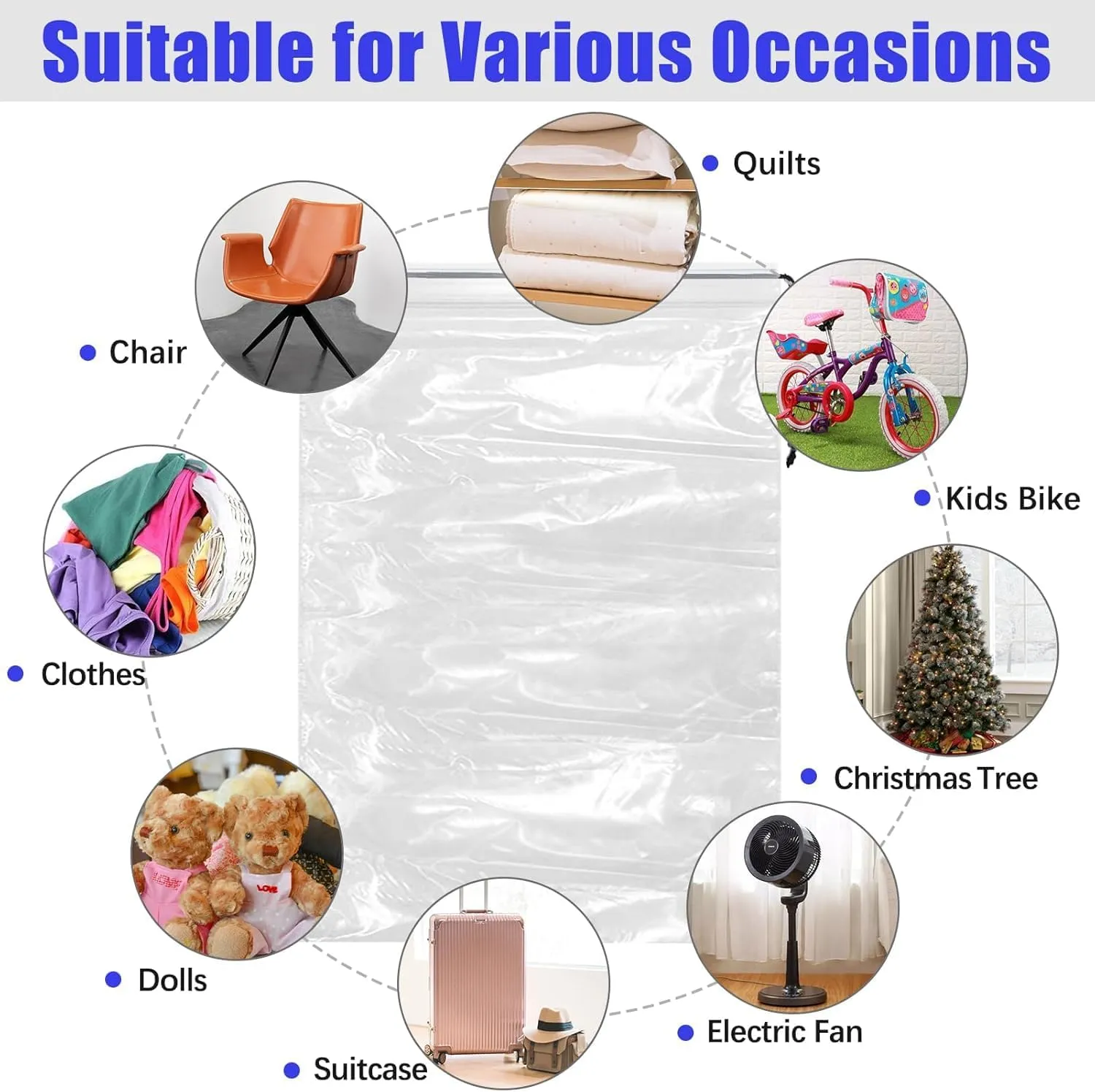36x50 Inch Extra Large Clear Drawstring Plastic Bags 3 Pack(4 Mils), Dustproof Moistureproof Reusable Big Giant Luggage Storage Bag for Suitcase Garage Organizer, Blanket, Plush Toys