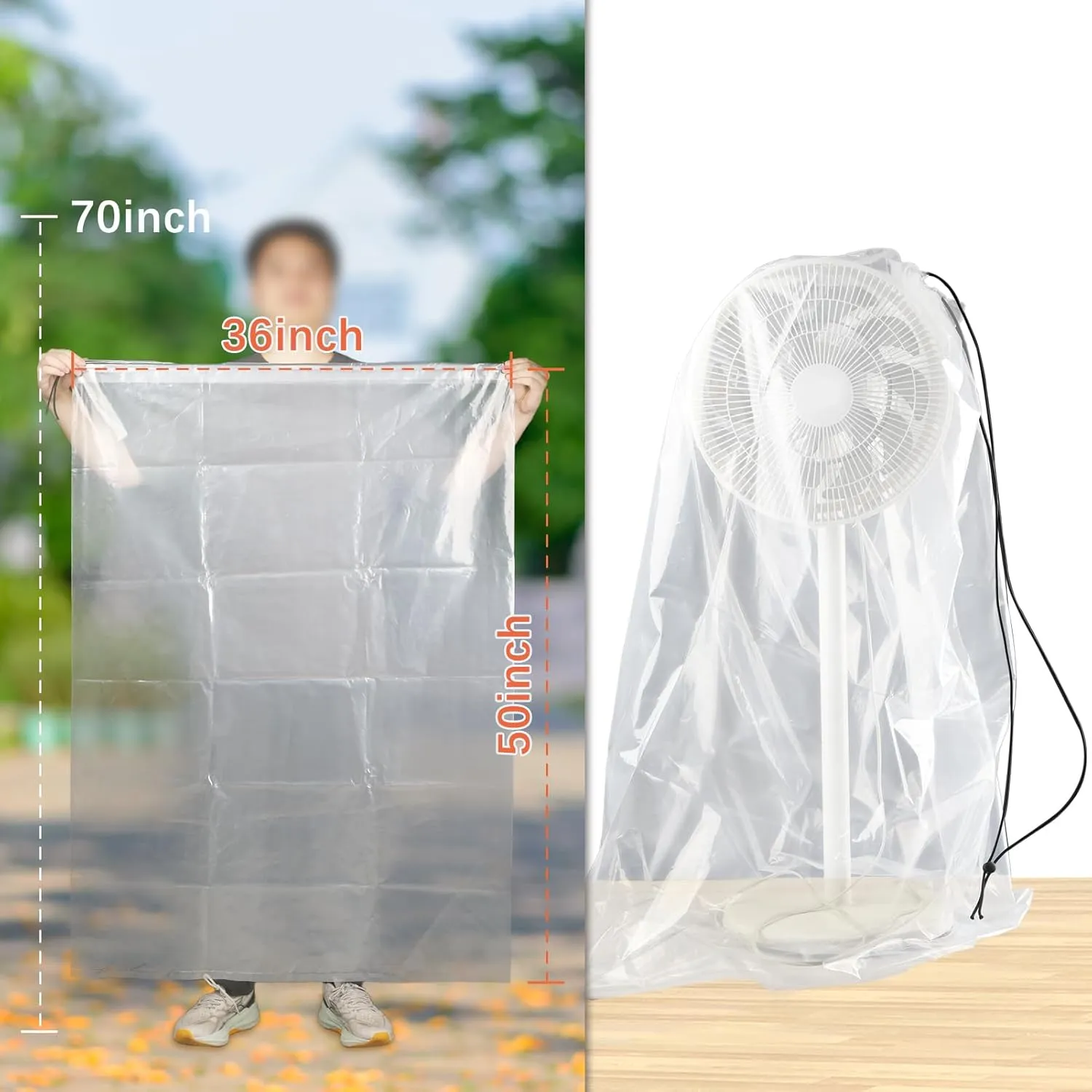 36x50 Inch Extra Large Clear Drawstring Plastic Bags 3 Pack(4 Mils), Dustproof Moistureproof Reusable Big Giant Luggage Storage Bag for Suitcase Garage Organizer, Blanket, Plush Toys