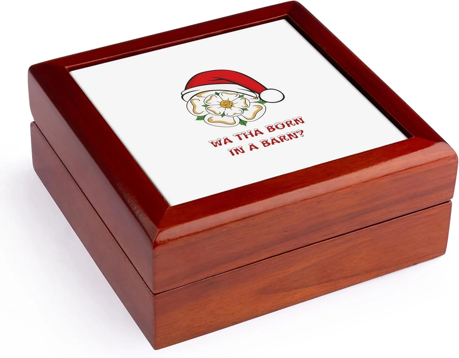 3dRose, Wa Tha Born In A Barn, Jewelry Box 5.5x5.5 inch with 4 inch tile
