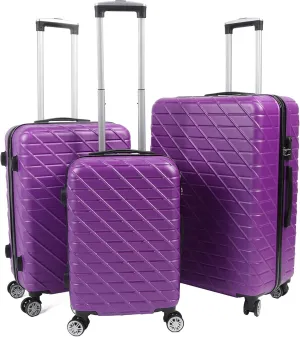 3PCS Heavy Duty Luggage Set, Hardshell Spinner Suitcases with TSA Lock, 150kg Load Capacity, Lightweight ABS Aluminium Alloy, 20in 24in 28in Upright Travel Bags (Purple)