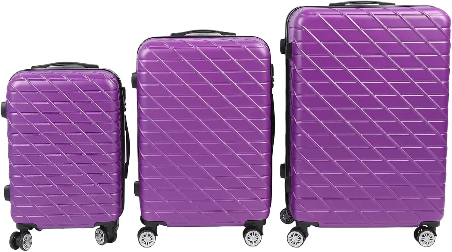 3PCS Heavy Duty Luggage Set, Hardshell Spinner Suitcases with TSA Lock, 150kg Load Capacity, Lightweight ABS Aluminium Alloy, 20in 24in 28in Upright Travel Bags (Purple)