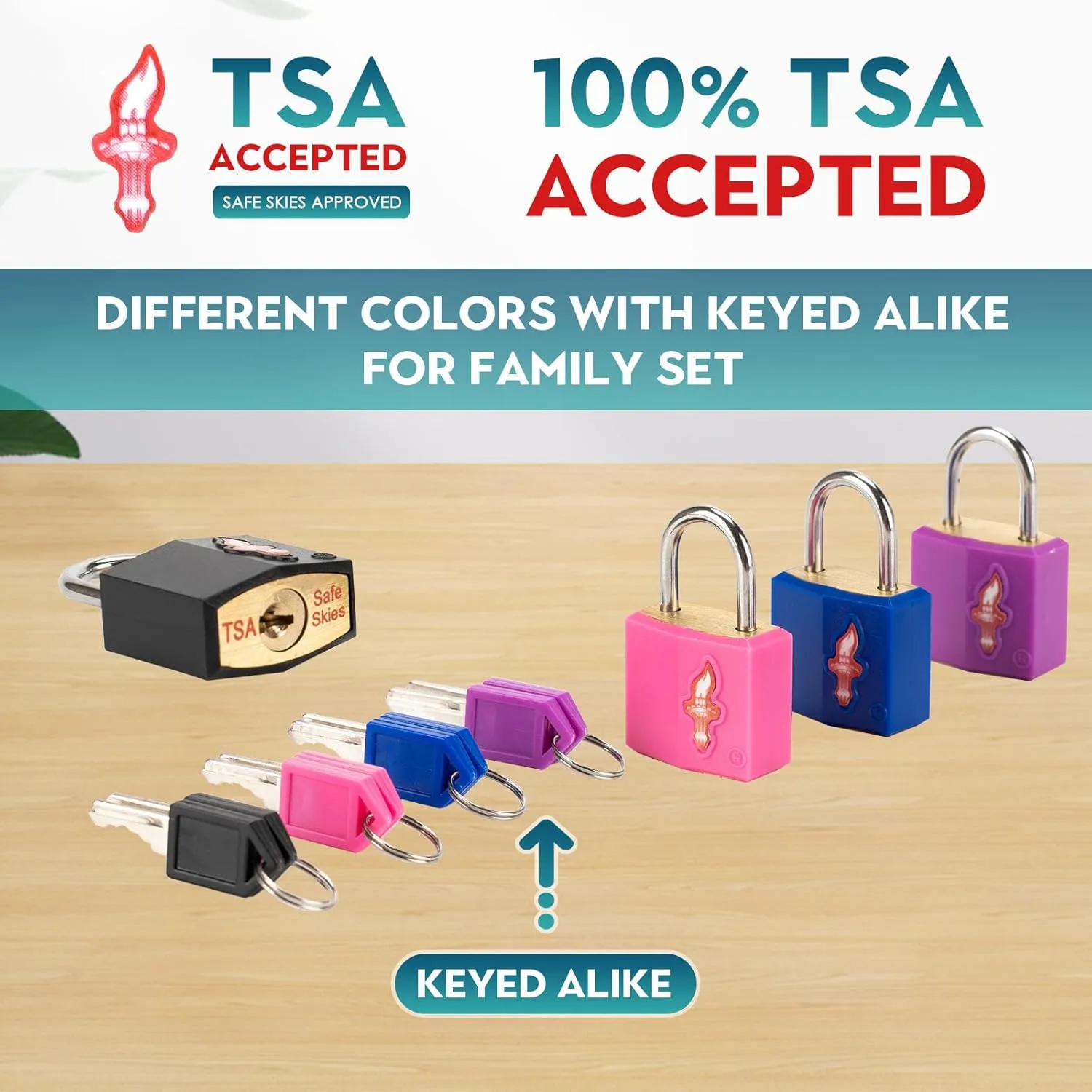 4 Pack Mini Locks with Key,Luggage Lock TSA Approved, TSA Approved Suitcase Lock for Luggage, Suitcase, Carry On, Backpack, Laptop Bag or Purse,4 Pack Family Set.