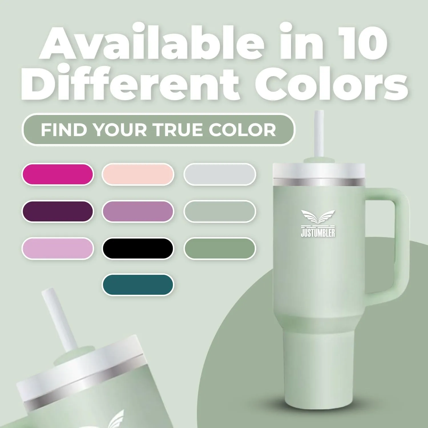 40 Oz Tumbler with Handle - Leak Proof Insulated Tumbler with Straw & Lid - BPA-free Stainless Steel Tumbler includes Silicone Boot, 3 Straws, 2 Straw Caps, & Cleaning Brush - Matcha Cream