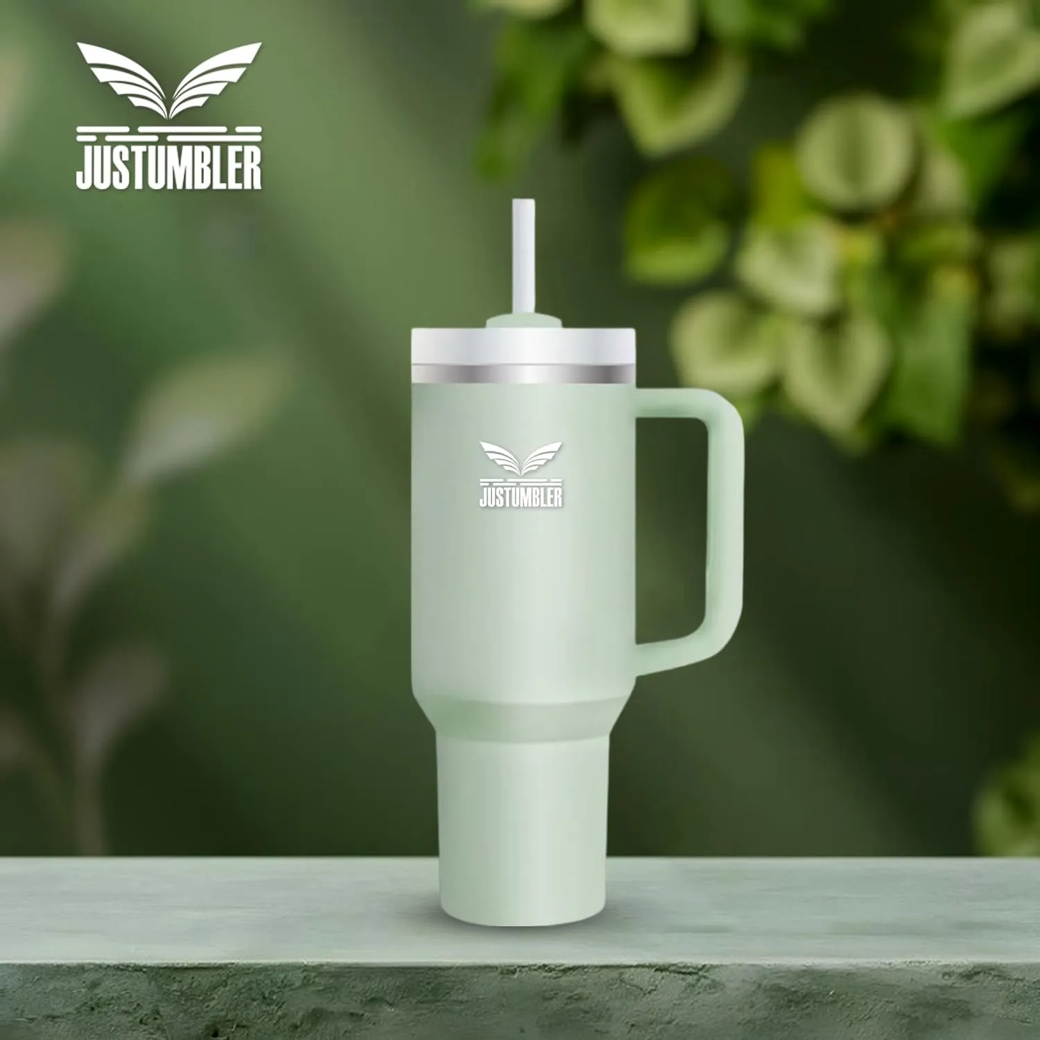 40 Oz Tumbler with Handle - Leak Proof Insulated Tumbler with Straw & Lid - BPA-free Stainless Steel Tumbler includes Silicone Boot, 3 Straws, 2 Straw Caps, & Cleaning Brush - Matcha Cream