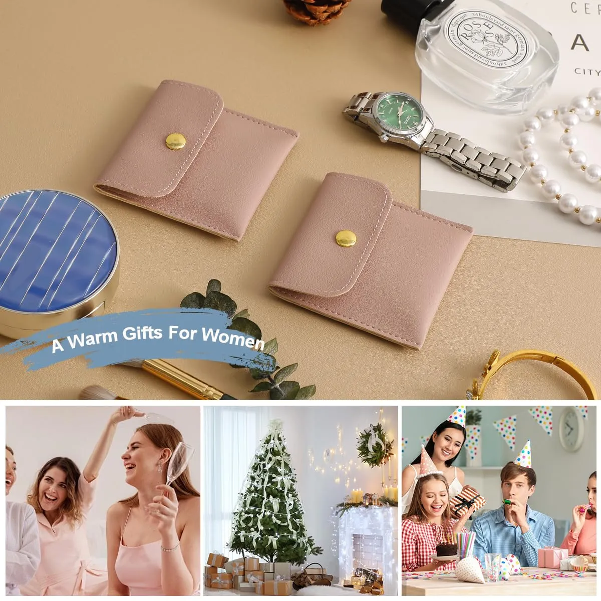 40pcs PU Leather Small Bags for Jewelry 8 x 8cm Snap Button Jewelry Packaging Bag Dark Pink Luxury Small Favor Bags Jewelry Gift Bags for Earrings Necklaces Bracelet Ring