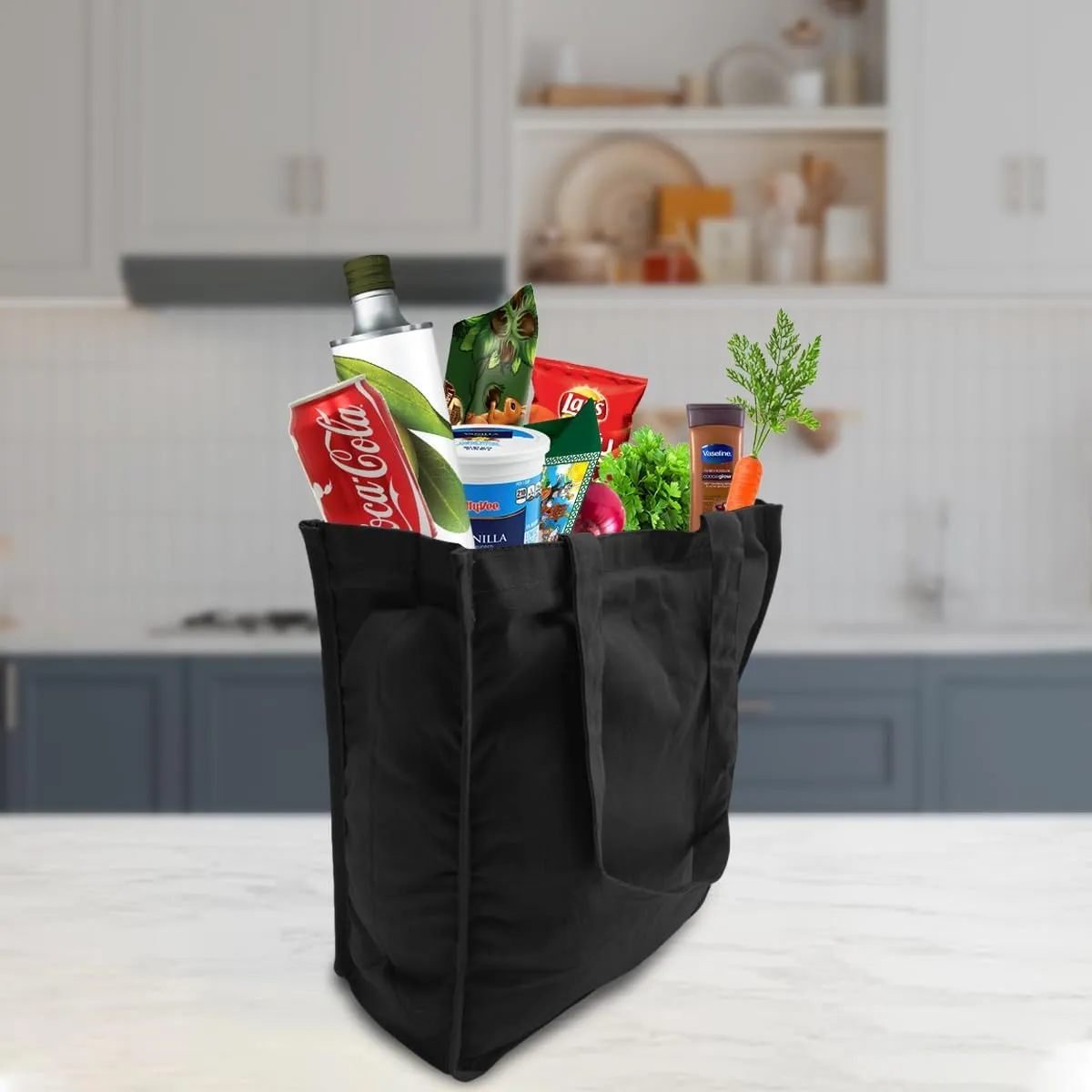 5 | 6 | 12 | 24 | 48 | 192 | 100% Heavy Cotton Canvas 27L Jumbo Shopping Gusset Tote Bag