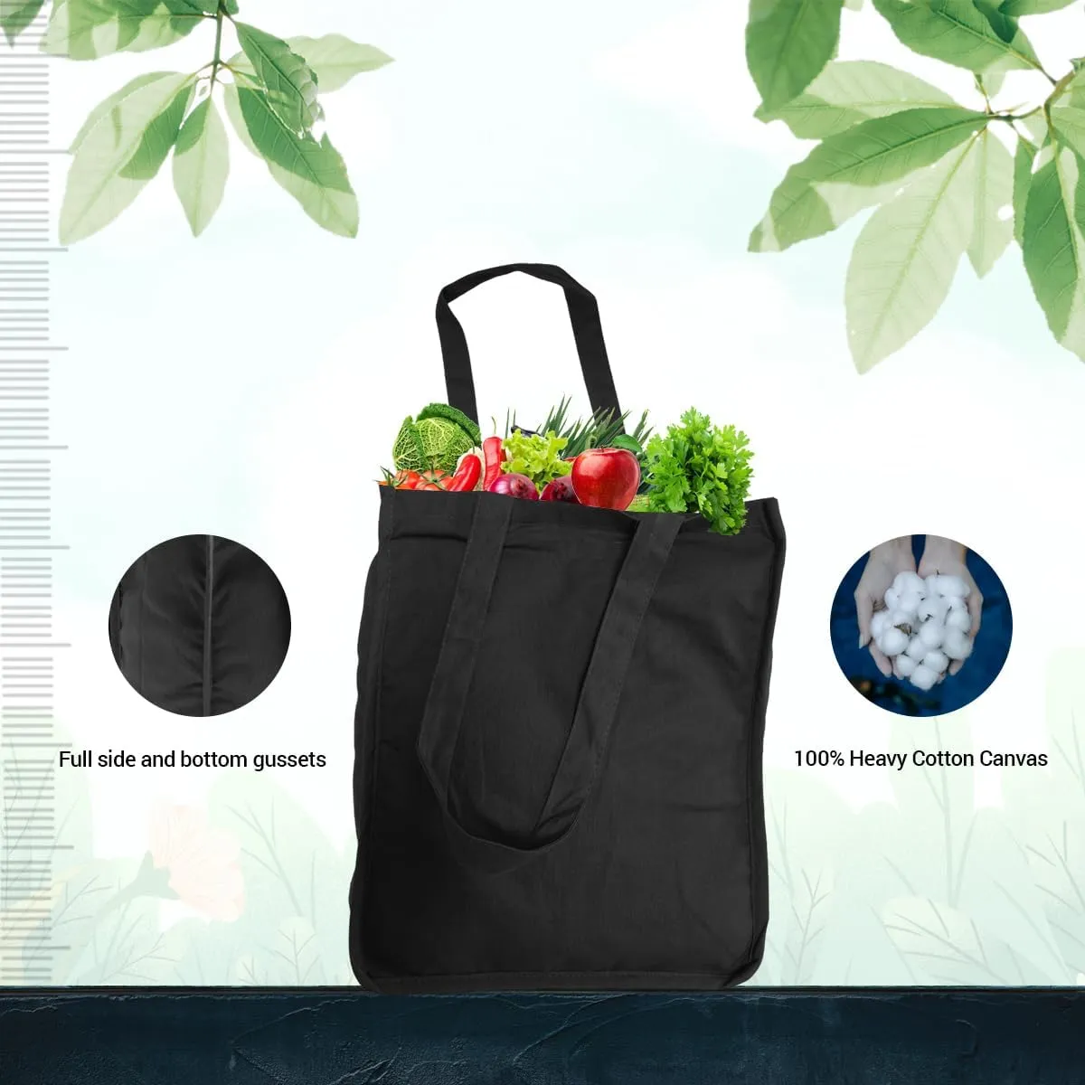 5 | 6 | 12 | 24 | 48 | 192 | 100% Heavy Cotton Canvas 27L Jumbo Shopping Gusset Tote Bag