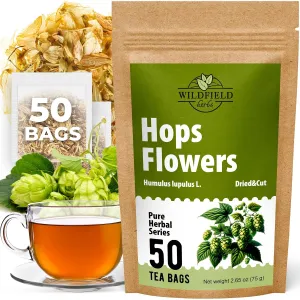 50 Bags Hop Tea Hops Herb Dried Hops Flowers Herbal Tea (Humulus Lupulus) - 50 Count 1.5g Bags Hoptea Lupulo Entero