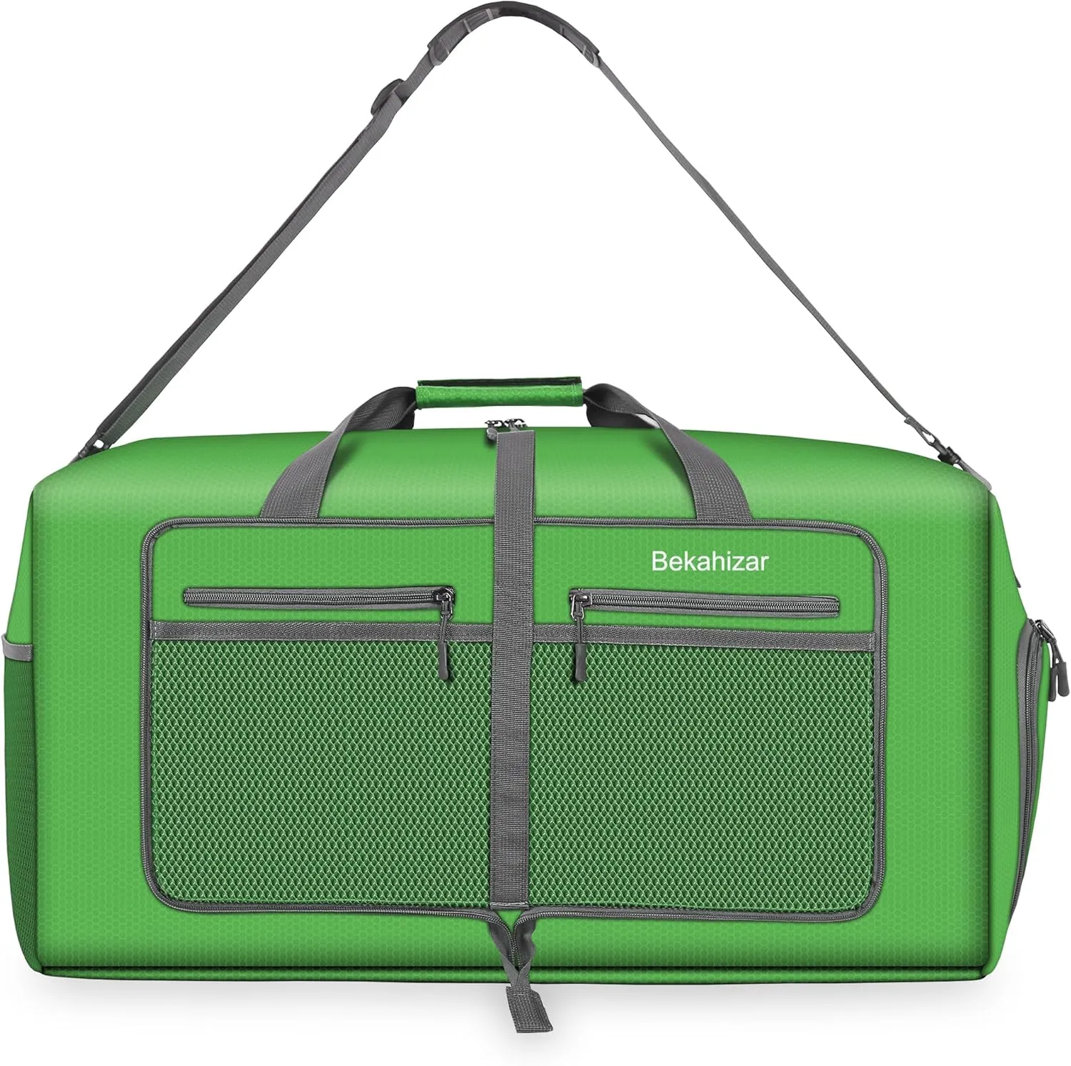 60L Duffle Bag 25 Inch Large Travel Bag Lightweight Foldable Weekend Duffel with Shoe Compartment Shoulder Strap for Men Women (Dark Green)