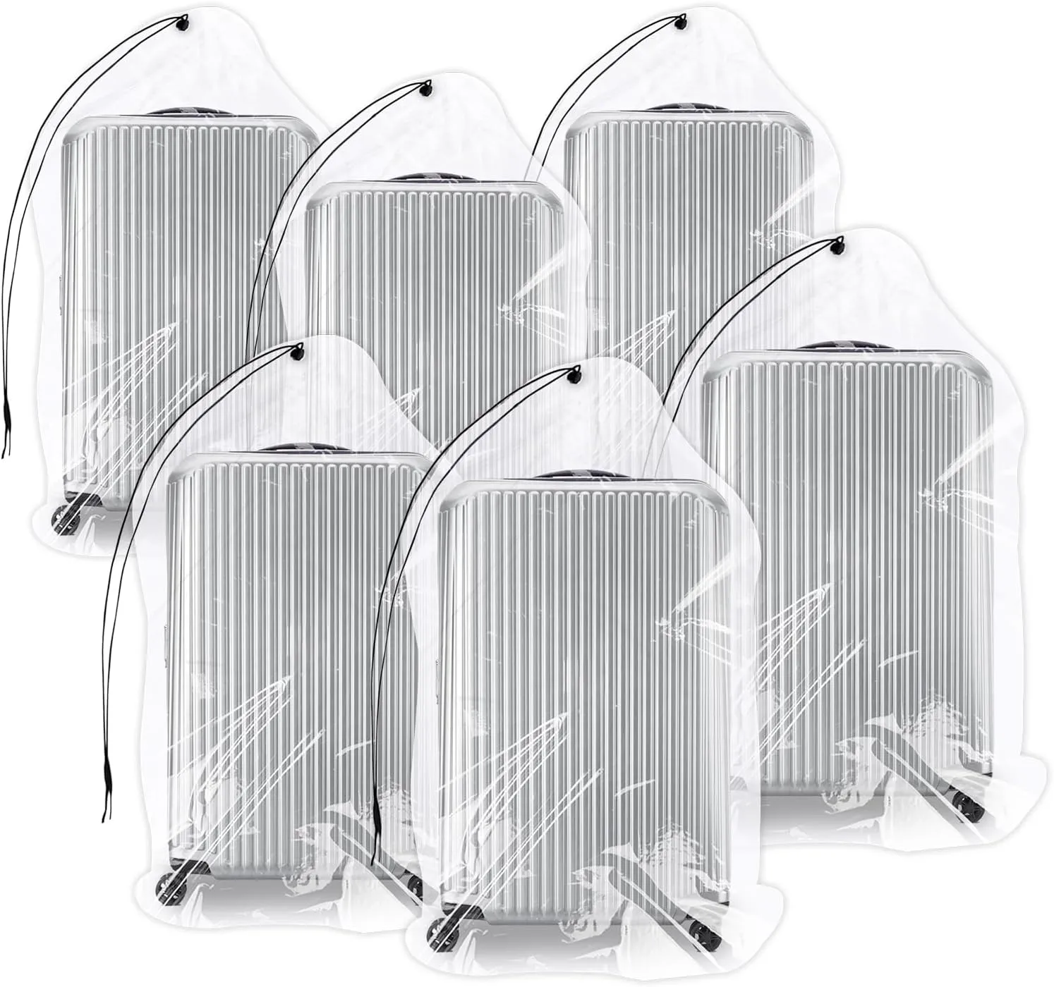 62x31 Inch Extra Large Clear Drawstring Plastic Bags 6 Pack(4 Mils), Dustproof Moistureproof Reusable Big Giant Luggage Storage Bag for Suitcase Garage Organizer, Blanket, Plush Toys