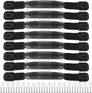 8 Pack Kayak Handles Replacement, Heavy Duty Kayak Carry Handles, Durable Canoe Boat Side Mount Handle Accessory Kit for Kayaks Boat Suitcase Luggage, Black, Including 40 Mounting Screws