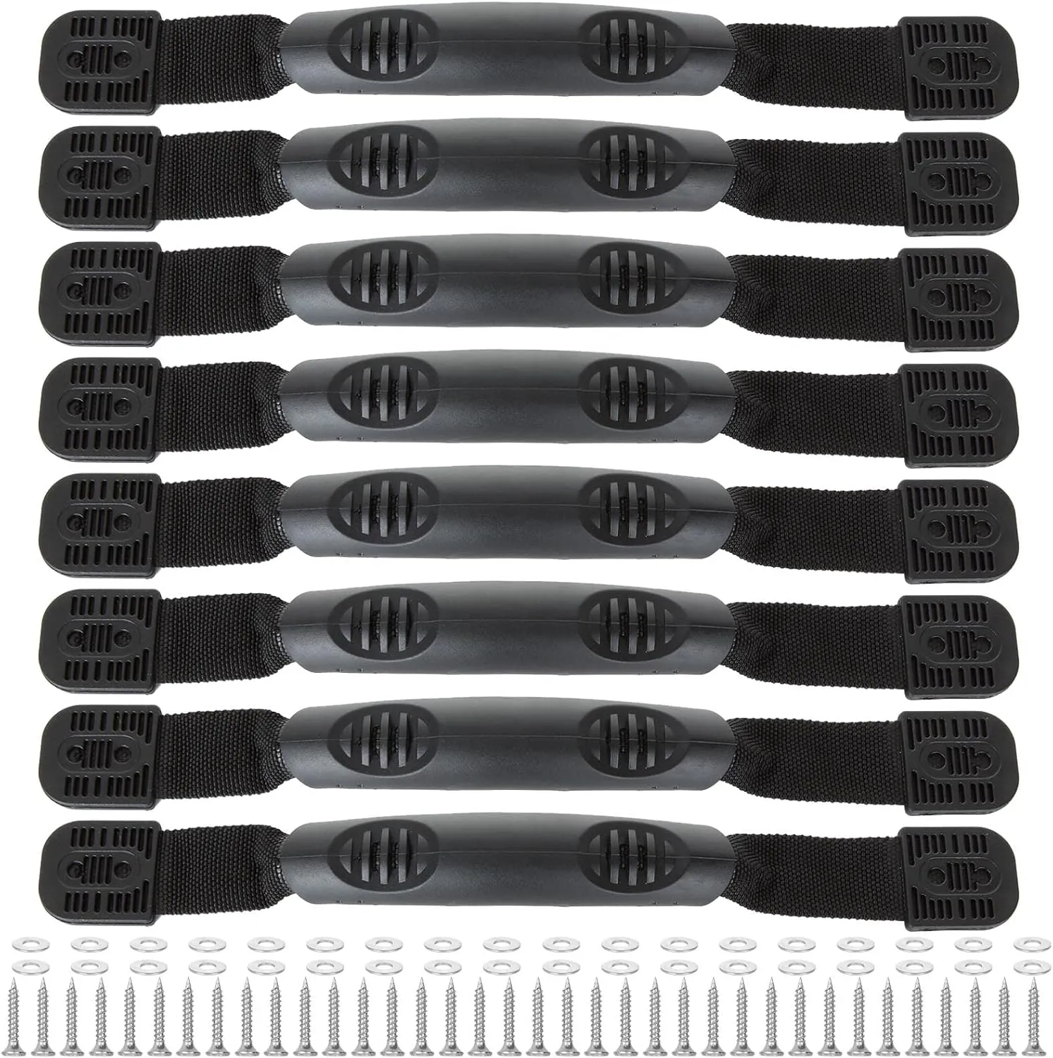 8 Pack Kayak Handles Replacement, Heavy Duty Kayak Carry Handles, Durable Canoe Boat Side Mount Handle Accessory Kit for Kayaks Boat Suitcase Luggage, Black, Including 40 Mounting Screws