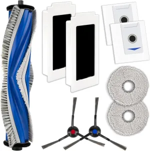 (9 Pack) M12 Pro  Replacement Parts Compatible with ECOVACS DEEBOT T30 Omni/ T30 Pro Omni/Yeedi M12 Pro  Robot Vacuum, 1 Roller Brush, 2 Side Brushes, 2 HEPA Filters, 2 Dust Bags, 2 Mop Pads