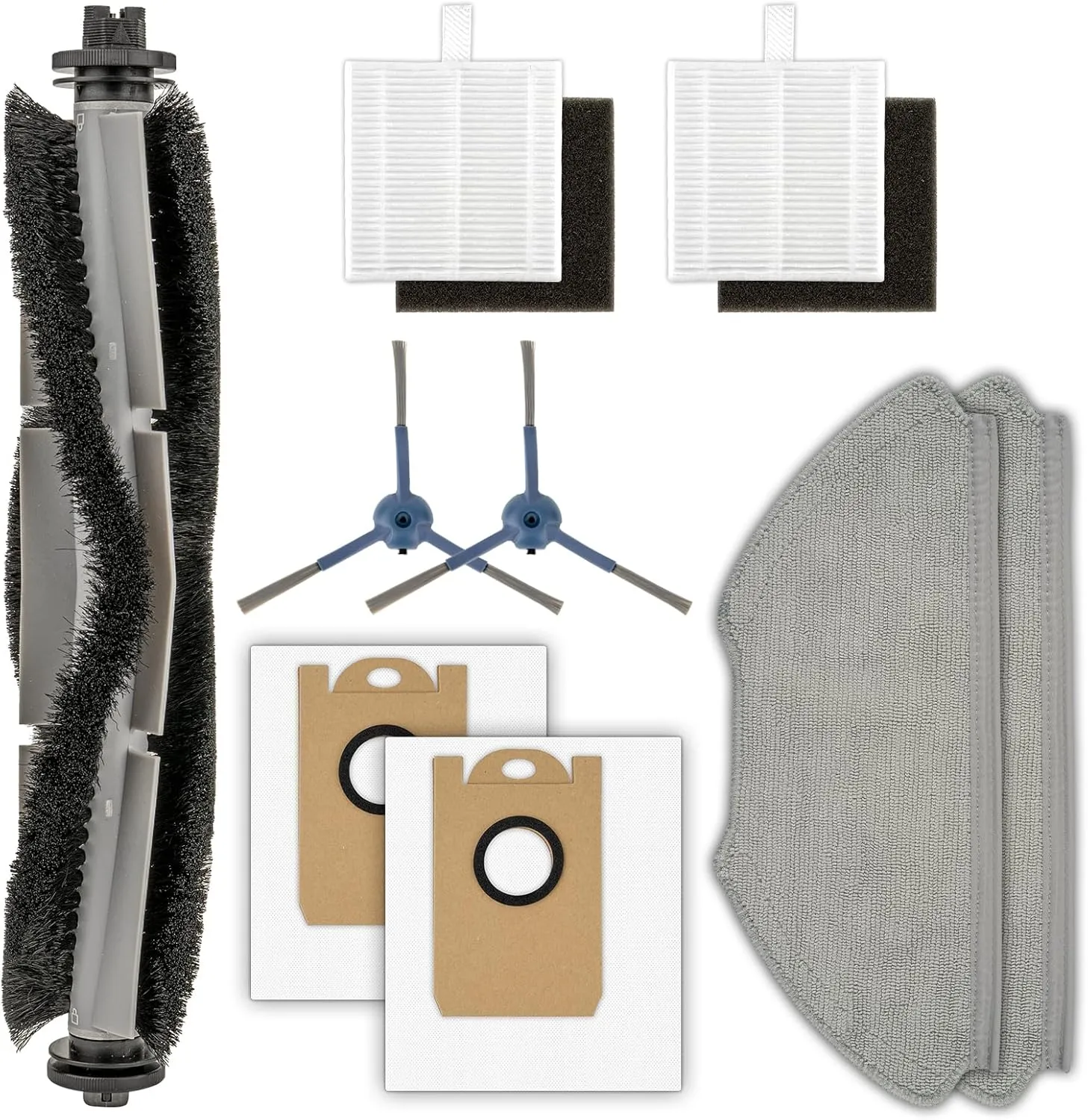 (9 Pack) T20  Replacement Parts Compatible with Airrobo T20  Robot Vacuum Cleaner, 1 Roller Brush, 2 Side Brushes, 2 Dust Bags, 2 HEPA Filters, 2 Mop Pads, Accessories Kit