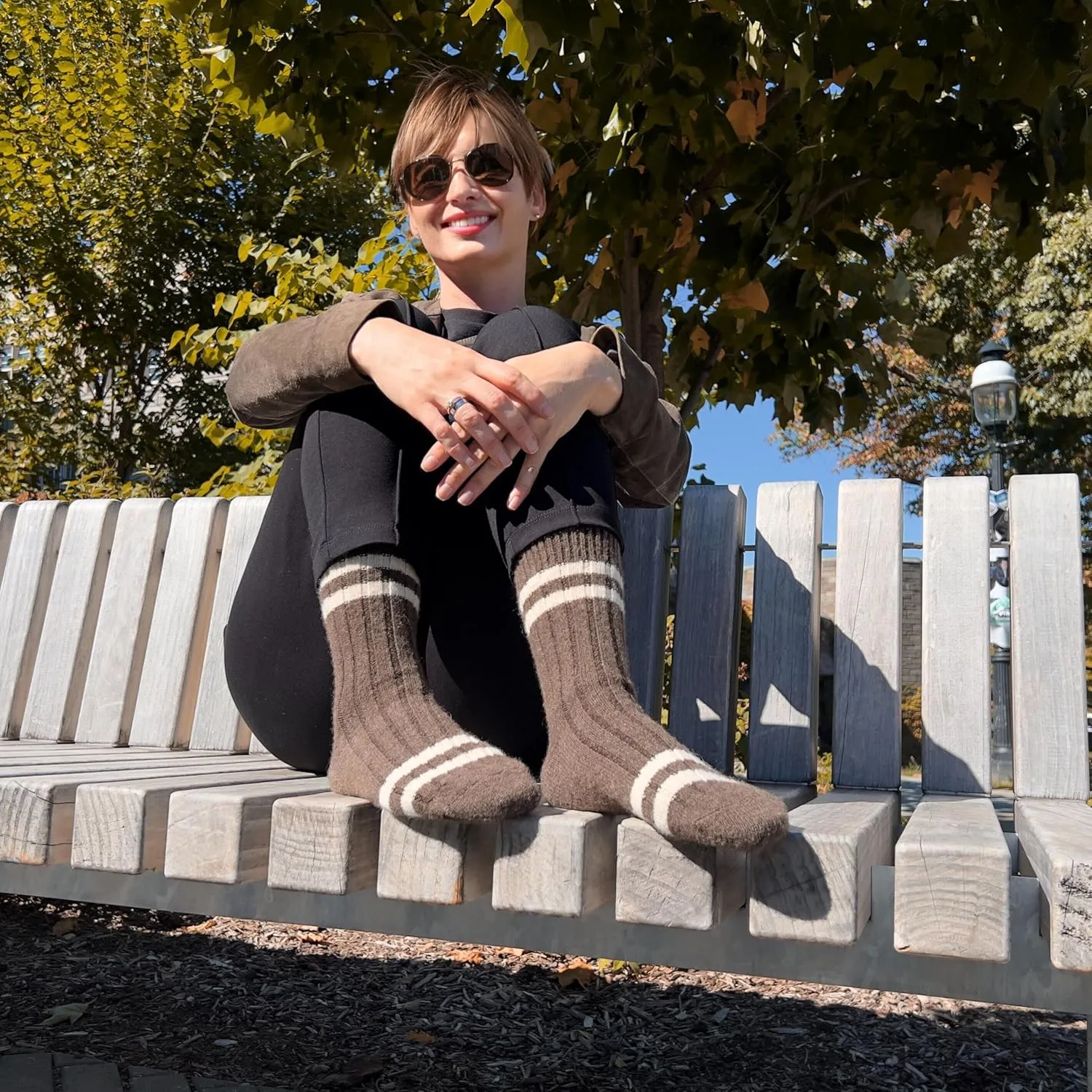 92% Merino Wool Socks Crew Cozy Heavyweight Hiking Travel Outdoor Super- Soft Socks, 100% Made in Mongolia