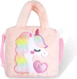 Abhay Plush Unicorn Tote Bag Backpack - School Girls Handbag for Travel and Cute Bookbag for Unicorn Party Supplies
