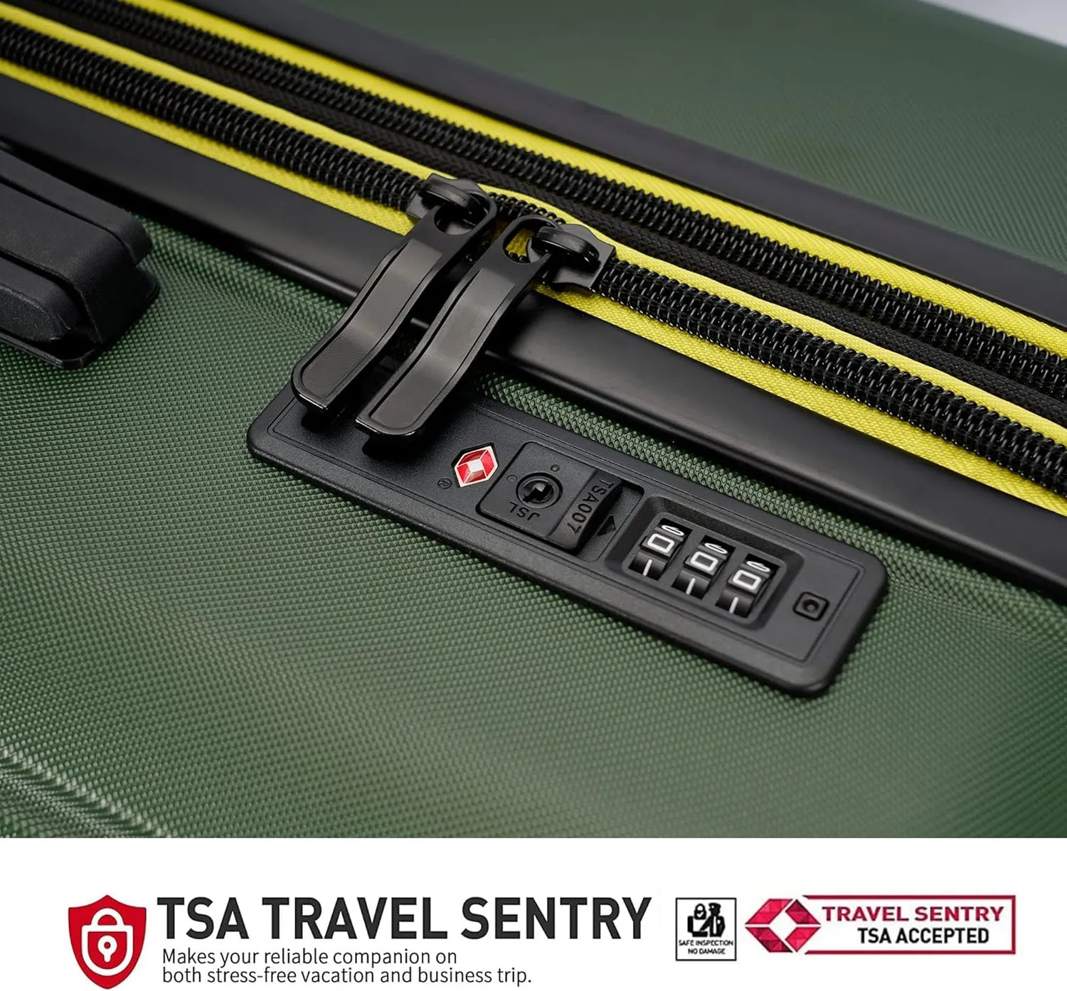 ABS Luggage with TSA Locks,20inch Carry-On Expandable, and Friction-Resistant in Dark green Spinner Suitcases
