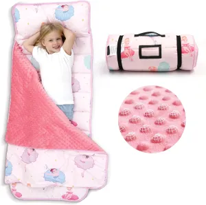 ACRABROS Toddler Nap Mat with Pillow and Blanket, Extra Large Rolled Napping Mats,Slumber Bags for Boys Girls,Kids Sleeping Bag for Daycare, Preschool Travel Camping, Ballet, King