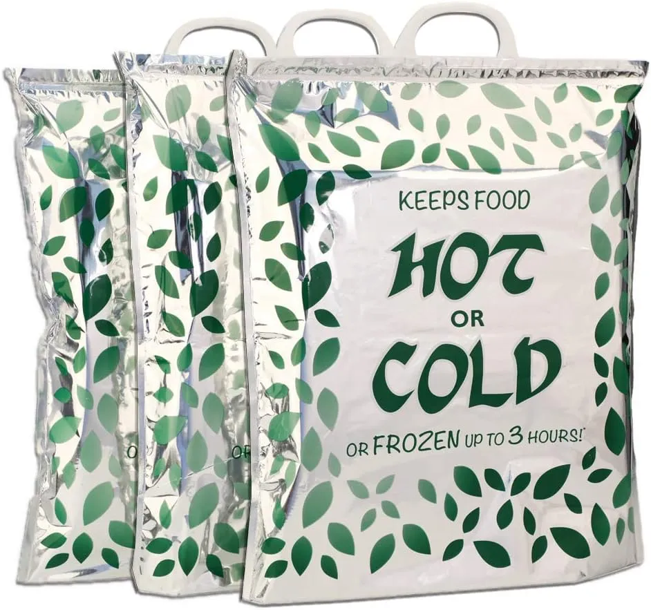Ader Products 3 Hot Cold Food Bags, Large Size 16x18x6 inches, Reusable Insulated Thermal Cooler for Fruit/Meat/Vegetables, Ice-cold Beers & Beverages | Keeps Frozen Up to 3 Hours