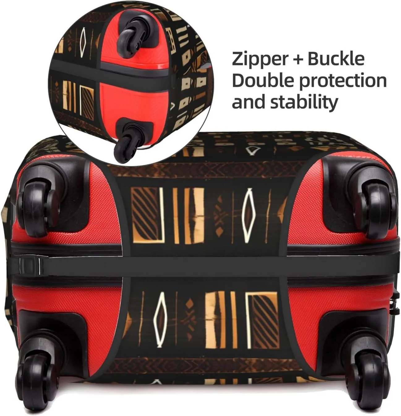 African Mud Cloth Tribal Print Luggage Cover For Suitcases, Elastic Travel Bag For Luggage, Stylish Design