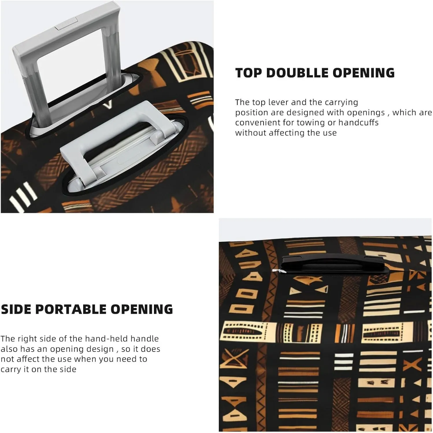 African Mud Cloth Tribal Print Luggage Cover For Suitcases, Elastic Travel Bag For Luggage, Stylish Design