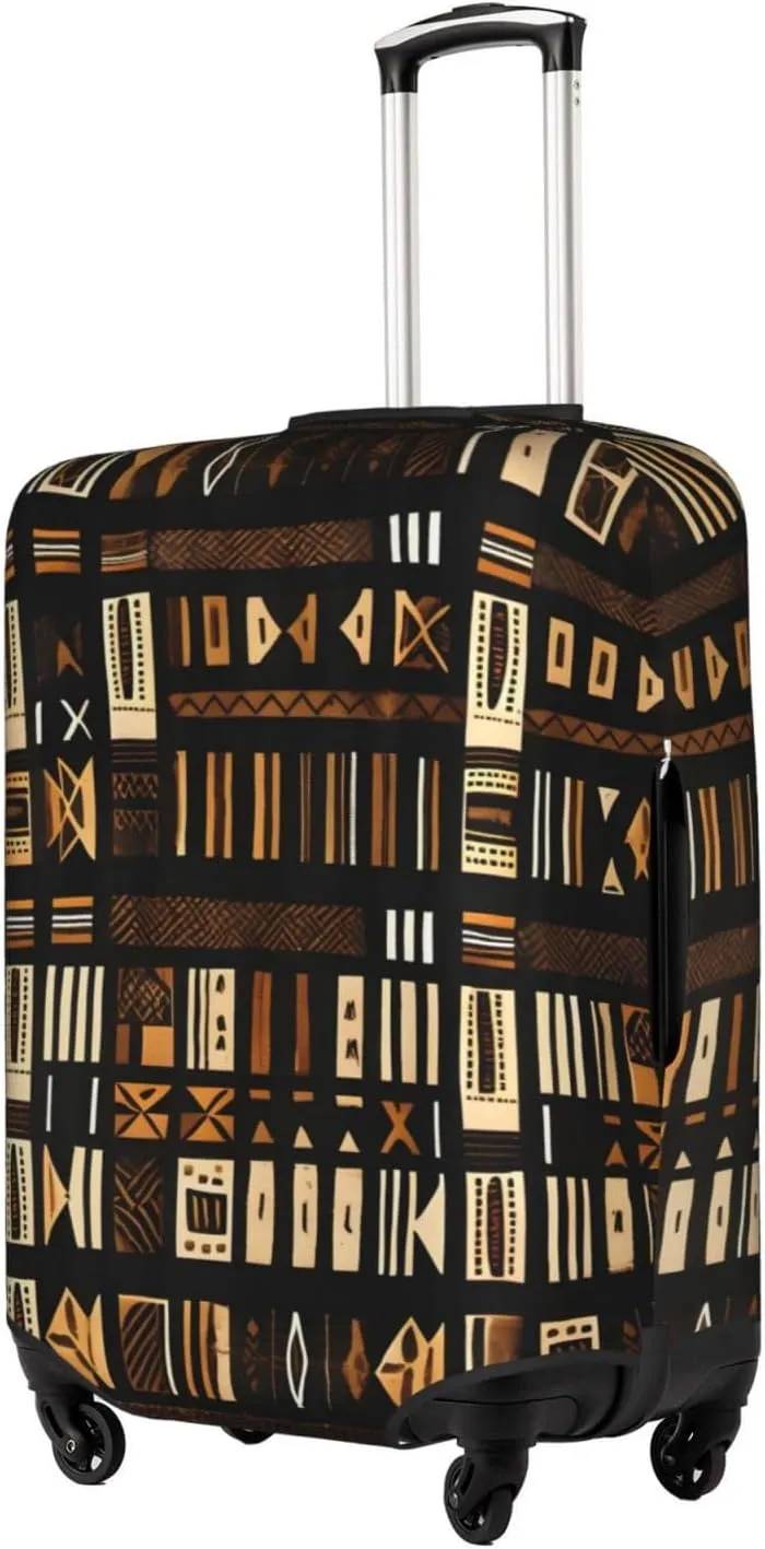 African Mud Cloth Tribal Print Luggage Cover For Suitcases, Elastic Travel Bag For Luggage, Stylish Design
