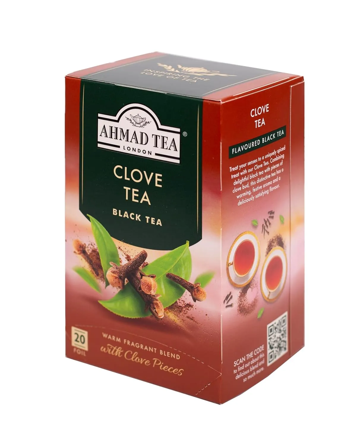 Ahmad Tea Black Tea, Clove Teabags, 20 ct (Pack of 6) - Caffeinated & Sugar-Free
