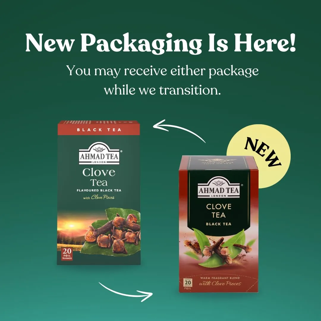 Ahmad Tea Black Tea, Clove Teabags, 20 ct (Pack of 6) - Caffeinated & Sugar-Free