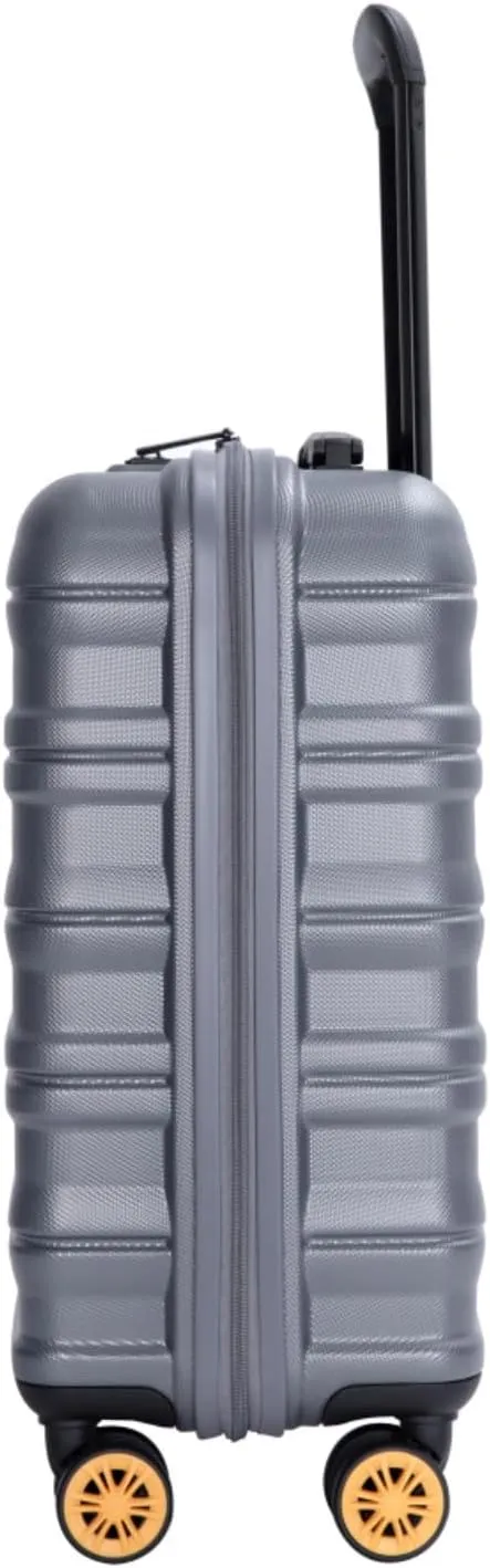 Airline Perfect 18.5" Carry On - Ultra Lightweight Hardshell Suitcase with 360° Spinner Wheels Fits Overhead Bins (DARK GREY   ABS PC)