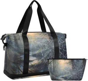 AIXIWAWA Jungle Landscape Duffel Bag Set with Shoes Compartment Trolley Sleeve Removeable Strap for Workout Travel Gym