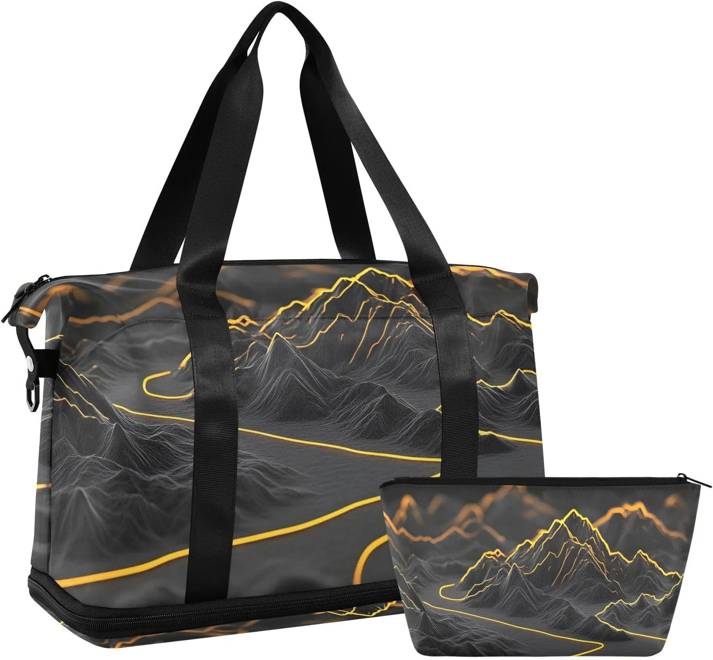AIXIWAWA Shining Landscape Duffel Bags Set with Shoes Compartment Trolley Sleeve Removeable Strap for Workout Travel Gym