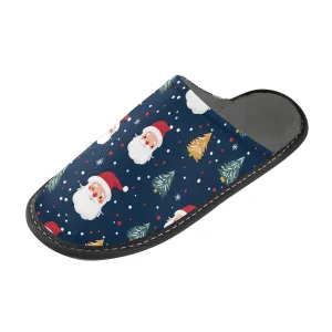 ALAZA Santa Claus Christmas Tree Snowflake Fuzzy Slippers for Women Men Warm Soft Lightweight Memory Foam House Slippers 4-5